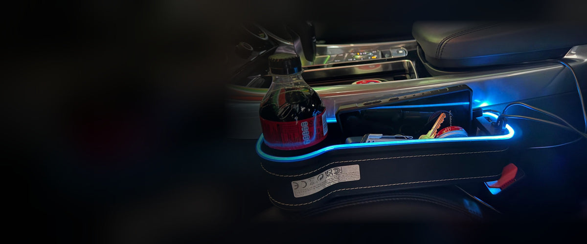 The Gap Keeper Pro glowing blue beside the seat