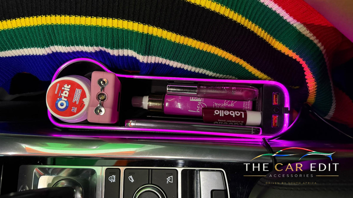 The Gap Keeper Pro with blue LED trim, cup holder and USB charging ports