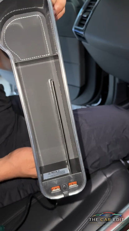 Inside The Gap Keeper Pro: stitched leather lining, phone slot and dual USB ports